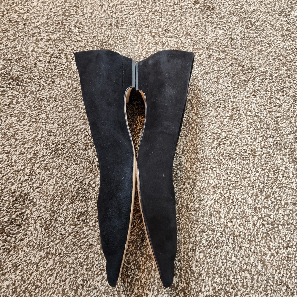 Good American Black Suede Pointed Toe Flat Shoes Size 9 - Picture 2 of 8